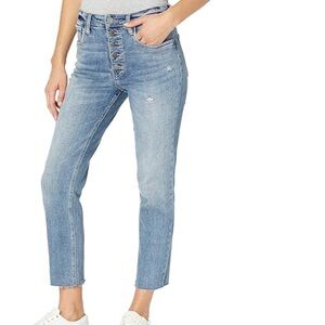 KUT FROM THE KLOTH Rachael High Rise Fab Ab Mom Jean Indigo Size 4 Frayed Hem